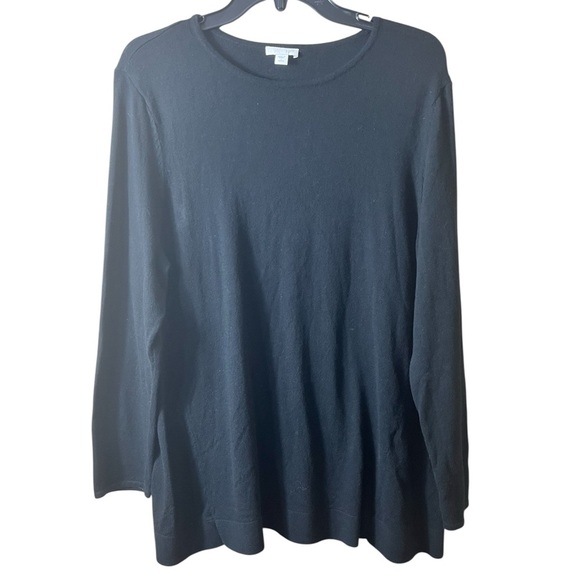 J. Jill Black Crewneck Tunic Knit Sweater Petite Large Casual Classic Timeless - Picture 2 of 8